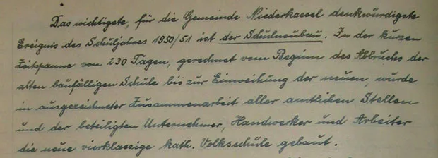 Auszug aus der Chronik zum Schulneubau